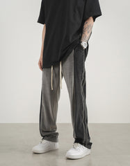 Grey & Black Side Stripe Velour Sweatpants