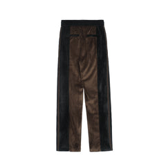 Brown & Black Side Stripe Velour Sweatpants