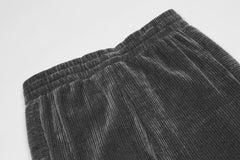 Dark Grey Drawstring Waist Zip Split Hem Corduroy Pants