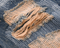 Blue Heavy Distressed Thread & Stitch Straight Leg Denim