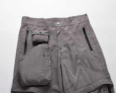 Grey 3D Pocket Detachable Nylon Pants