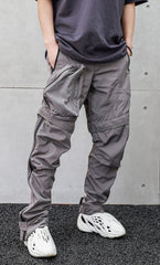 Grey 3D Pocket Detachable Nylon Pants