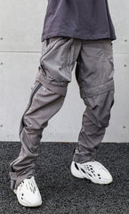 Grey 3D Pocket Detachable Nylon Pants