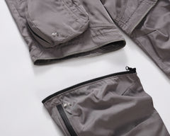 Grey 3D Pocket Detachable Nylon Pants