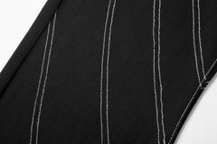 Black Embroidered Stripe Loose Fit Straight Leg Denim