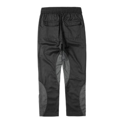 Black Contrast Panel Nylon Zip Flare Leg Pants