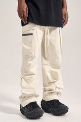 White Zip & Flap Cargo Multi Pocket Pants