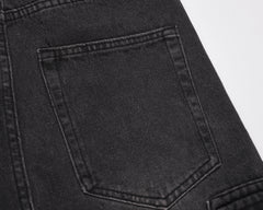 Black Vintage Wash Cargo Pocket Straight Leg Denim