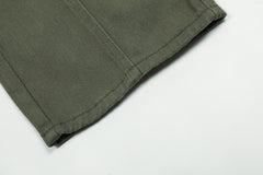 Army Green 3D Cargo Multi Pocket Belted Twill Pants