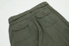 Army Green 3D Cargo Multi Pocket Belted Twill Pants