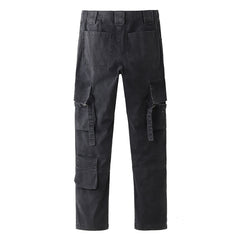 Black Zip & Strap 3D Cargo Twill Pants