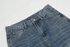 Blue 3D Knee Seam Flare Leg Denim