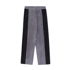 Black Color Block Knit & Velour Sweatpants