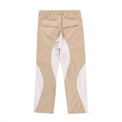 Khaki & White Paneled Tech Pants