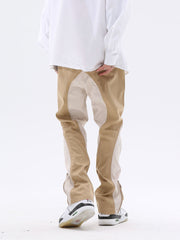 Khaki & White Paneled Tech Pants