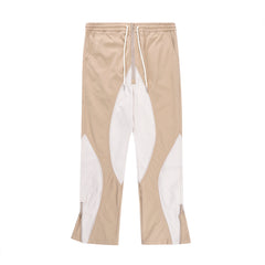 Khaki & White Paneled Tech Pants