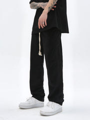 Black Crosshatch Knit Side Stripe Velour Sweatpants