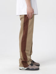 Khaki & Brown Side Stripe Ink Splash Straight Leg Denim