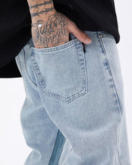 Light Blue Raw Hem Flare Leg Denim