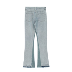 Light Blue Raw Hem Flare Leg Denim