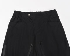 Black Side Zip & Snap Nylon Straight Pants