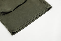 Army Green Vintage Wash Multi-Pocket Cargo Twill Pants