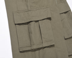 Green Drawstring Waist Flap Pocket Wide Leg Cargo Pants