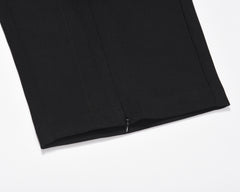 Black Oversized Drawstring Hidden Pleat Front Zip Leg Sweatpants