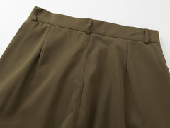 Brown 3D Knee Flap Cargo Pocket Wide Leg Twill Pants