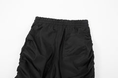 Black Dual Zip Pocket Ruched Nylon Pants