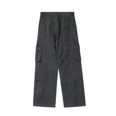 Dark Grey Vintage Wash M47 Wide Leg Cargo Twill Pants