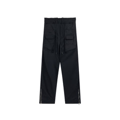 Black 3D Flap Pocket Zip Flare Leg Knit Pants