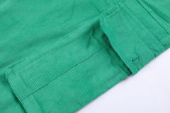 Green Snap Leg Band Cargo Corduroy Pants