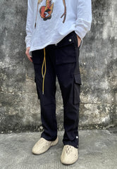 Black Dual Snap Classic Cargo Twill Pants