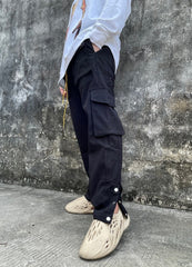 Black Dual Snap Classic Cargo Twill Pants