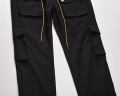 Black Dual Snap Classic Cargo Twill Pants