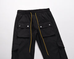 Black Dual Snap Classic Cargo Twill Pants