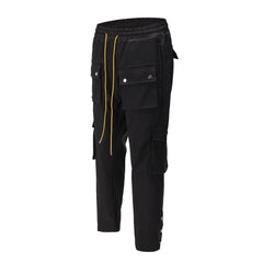 Black Dual Snap Classic Cargo Twill Pants