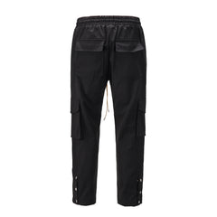 Black Dual Snap Classic Cargo Twill Pants