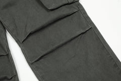 Dark Grey Army Zip Multi-Pocket Cargo Twill Pants
