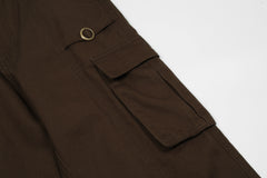 Brown Flap Cargo Pocket Twill Work Pants