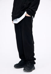 Black Jersey Knit Slim Leg Pants