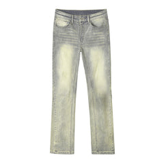 Light Blue Yellow Tint Sand Blasted Skinny Denim