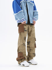 Desert Camo Multi Flap Cargo Wide Leg Pants