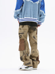Desert Camo Multi Flap Cargo Wide Leg Pants