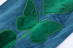 Aqua Blue Hearts & Butterflies Patch Velour Sweatpants