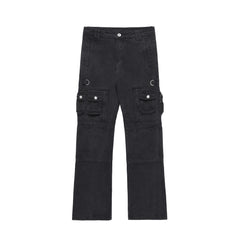 Black Stone Wash 3D Multi-Pocket Work Denim