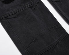 Black Stone Wash 3D Multi-Pocket Work Denim