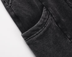 Black Vintage Wash Patch Pocket Drawstring Shorts