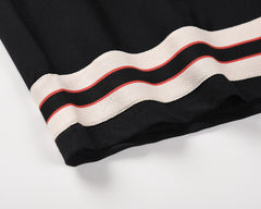 Black, Red & White Stripe Knit Shorts
